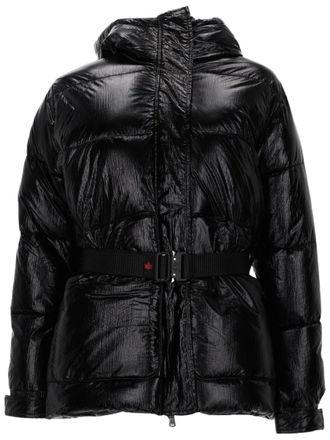Canadian Puffer Jacket With High Collar And Wide Belt