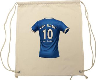 Unigift Personalised Gift - Ipswich Fan Drawstring Gym Bag (Blue Football Jersey Design) Custom Name - Suffolk IP1 Club
