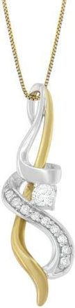 House of Brilliance Espira 10K Two-tone Gold 1/5 cttw Diamond Intertwined Swirl Pendant Necklace in Yellow at Nordstrom