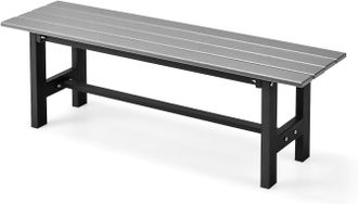 Costway Costway Panchina Da Esterno Con Sedile Hdpe, Panca Da Giardino Con Telaio In Metallo Verniciato A Polvere, Panchina Da Giardino, Parco E Balcone, Port