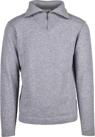 Wool & Co Wool & Co Zip Polo Knit - Grey