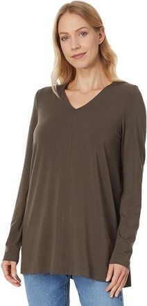 Eileen Fisher V-Neck Tunic Womens Clothing Wren : SM, Tencel/Lyocell/Elastane