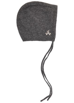 Simone Rocha Simone Rocha Floral Crystal-embellished Cashmere Bonnet - Grey - One Size