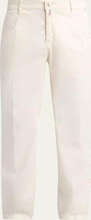 Kiton Mens Straight Leg Cotton-Stretch Pants