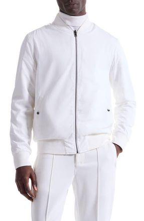 Bugatchi Soft Touch Knit Reversible Bomber Jacket in Chalk at Nordstrom, Size Xx-Large