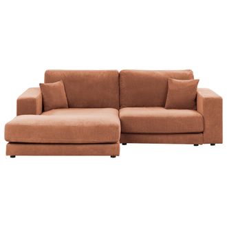 Beliani Beliani - Sof&aacute; Esquinero Estilo Minimalista Tapizado En Tela Con Cojines Adicionales 3 Plazas Rojo Derecho Lofoten