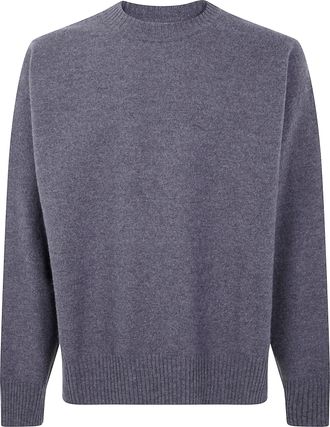 Jil Sander Mens Jumper Crewneck Long Sleeves - Blue Wool - Size EU 48 (Mens)