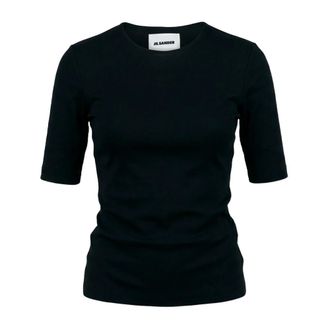 Jil Sander T-Shirts, female, Black, Size: S Round Neck Top