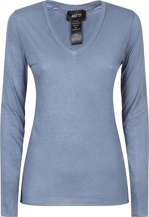 Avant Toi Long Sleeve T-Shirts, female, Blue, M, Clear Blue Cotton T-shirts and Polos