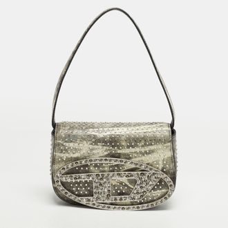 Diesel Crystal Embellished 1Dr Olive Green/white Leather Shoulder Bag