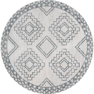 Jonathan Y Designs Amir Moroccan Beni Souk Round Area Rug in Cream/gray at Nordstrom, Size 5Ft 0In X 5Ft 0In
