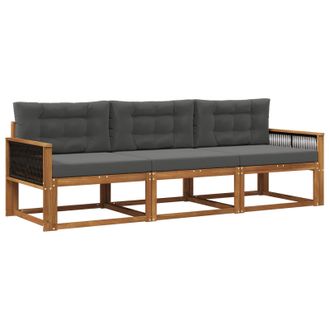 vidaXL Conjunto De Sof&aacute;s De Exterior 3 Pcs Natural Y Antracita Vidaxl