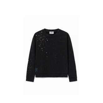 Freddy Felpa Girocollo Donna Effetto Marmorizzato con Strass
