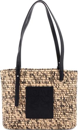 Loewe Square Basket Woven Raffia Small tote bag - Zwart