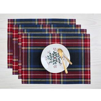 Solino Home Linen Placemats - Stewart Plaid, 14 x 19 in Black at Nordstrom, Size Medium