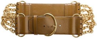 Chlo&eacute; The Chlo&eacute; Camera Chain & Leather Belt in Dark Khaki at Nordstrom, Size Medium