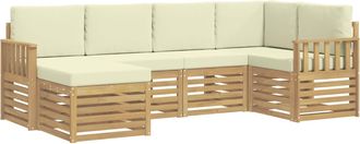 vidaXL Conjunto De Sof&aacute;s De Exterior 6 Uds. Blanco Y Crema Poli&eacute;ster Vidaxl