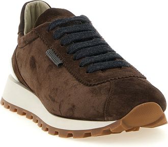 Brunello Cucinelli Womens Brown Calfskin Athletic Sneakers