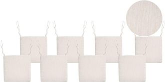 Beliani Conjunto De 8 Cojines De Asiento Para Sillas De Jard&iacute;n De Tela De Poli&eacute;ster Resistente A Los Rayos Uv Beige Claro Sassari