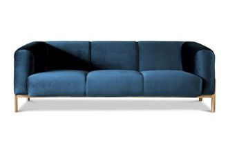 PIB Sof&aacute; de terciopelo azul de 3 plazas