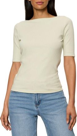 Sanctuary Boat Neck Rib Top in Green Mist at Nordstrom, Size X-Small