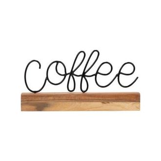 Foreside Home And Garden Coffee Wire Metal and Wood Decorative Table Top Sign in Brown at Nordstrom, Size Medium