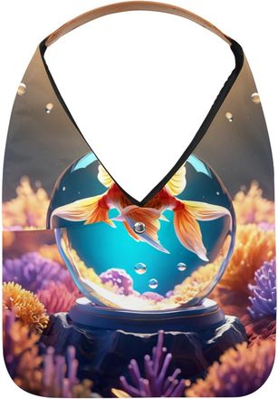 Generic Beautiful Fish Crystal Ball Reusable Lightweight Grocery Bags - Foldable Into Compact Pouch, Washable & Sturdy, Multipurpose for Shopping and Travel