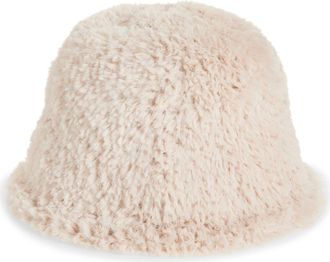 Tasha Soft Faux Fur Bucket Hat in Ivory at Nordstrom Rack