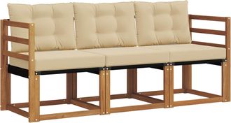 vidaXL Conjunto De Sof&aacute;s De Exterior 3 Uds. Natural Y Beige Vidaxl