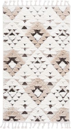 Safavieh Alfombra de polipropileno blanco/marr&oacute;n, 91 x 152 cm