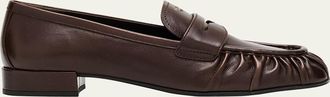 Prada Ruched Leather Loafers