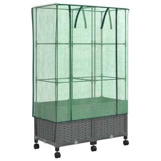 vidaXL Maceta De Jard&iacute;n Con Cubierta De Invernadero Y Ruedas 2 Uds. Pp Vidaxl