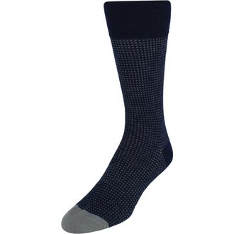 Trafalgar Store Alderic Birdseye Patterned Mid-Calf Merino Wool Socks in Navy Blue And Grey at Nordstrom