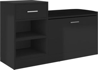 vidaXL Vidaxl - Banco zapatero madera de ingeniería negro brillo 94,5x31x57 cm