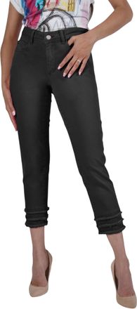 Frank Lyman Design Woven Denim Pant With Fringe Detail In Black