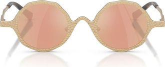 Emporio Armani 41mm Round Sunglasses in Pale Gold /Brown Rose Gold at Nordstrom
