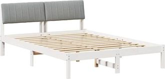 vidaXL Estructura De Cama Con Cabecera Y Gris Claro 135 X 190 Cm Vidaxl