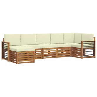 vidaXL Conjunto De Sof&aacute; Seccional Con Coj&iacute;n 7 Pcs Natural Y Crema Vidaxl