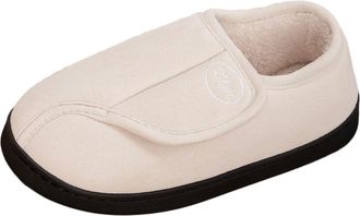 Generic Womens Corduroy Slippers Comfy Adjustable Wide Fit Memory Foam Indoor Closed-back House Shoes beige 2.5/3.5 UK