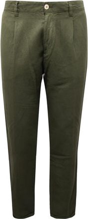 Officina36 Groene Katoen/Linnen Broek - Heren - Chinos - Groen - XL - Katoen - Broeken