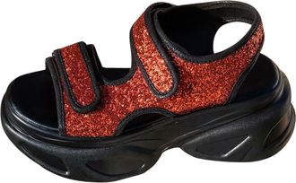 Generic Foreign Trade Plus Size High Heels Cool Slippers Spring And Summer New Styles Thick On Slippers For Women Toe Ring Sandals for Women Heel (Red, 5.5)