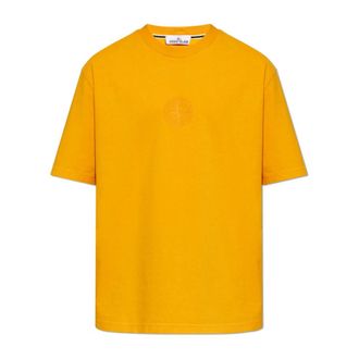 Stone Island T-Shirts, male, Orange, Size: 2XL Logo T-Shirt