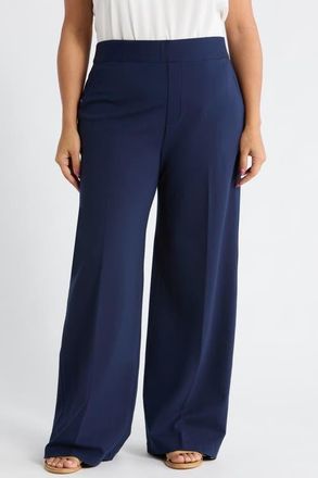 Spanx SPANXsupersmooth PerfectFit Ponte Wide Leg Pants in Timeless Navy at Nordstrom, Size 1 X
