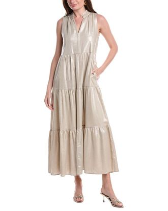 Vince Camuto Linen-Blend Ruffle Maxi Dress
