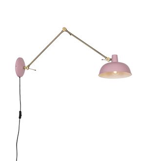 QAZQA Retro/vintage L&aacute;mpara De Pared Retro Rosa Con Bronce - Milou Acero Alargada Adecuado Para Led Max. 1 X 25 Watt - Qazqa