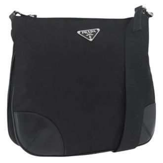 Prada Pre-owned Nylon Schoudertas - Dames - Pre-owned - Zwart - Maat: ONE Size Nylon