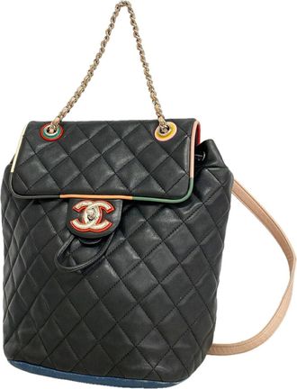 Chanel Black Multi-Color Leather Backpack (Pre-Owned)