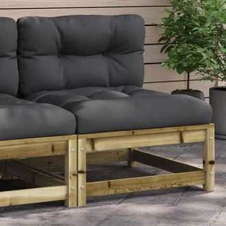 vidaXL Sof&aacute; Jard&iacute;n Sin Reposabrazos Con Cojines Madera Pino Impregnada Vidaxl