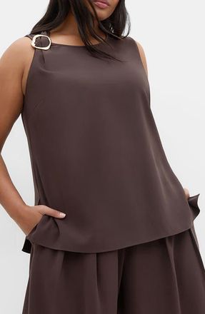 City Chic Kehlani Sleeveless Top in Chocolate at Nordstrom, Size Xxl