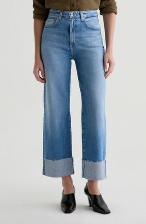 AG - Adriano Goldschmied Kora Cuffed Raw Hem High Waist Ankle Wide Leg Jeans in Sincerely at Nordstrom Rack, Size 27